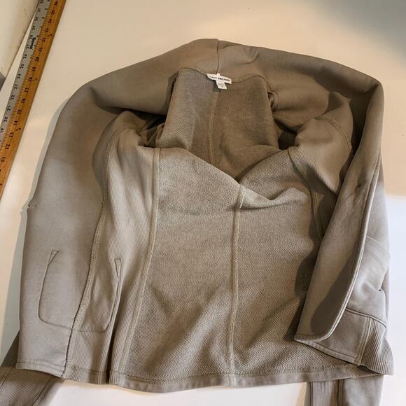 James Perse Blazer Womens 2 Taupe Standard Knit One Button Cotton Shawl Collar - Picture 7 of 12
